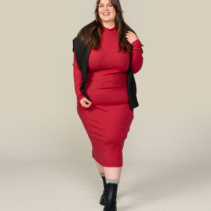 Toive Ribbed Dress Red