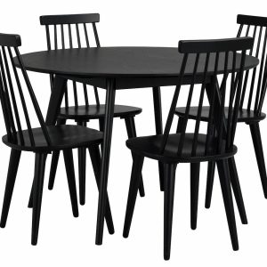 Rowico Home Yumi-Lotta 4-hengen pyöreä ruokailuryhmä musta
