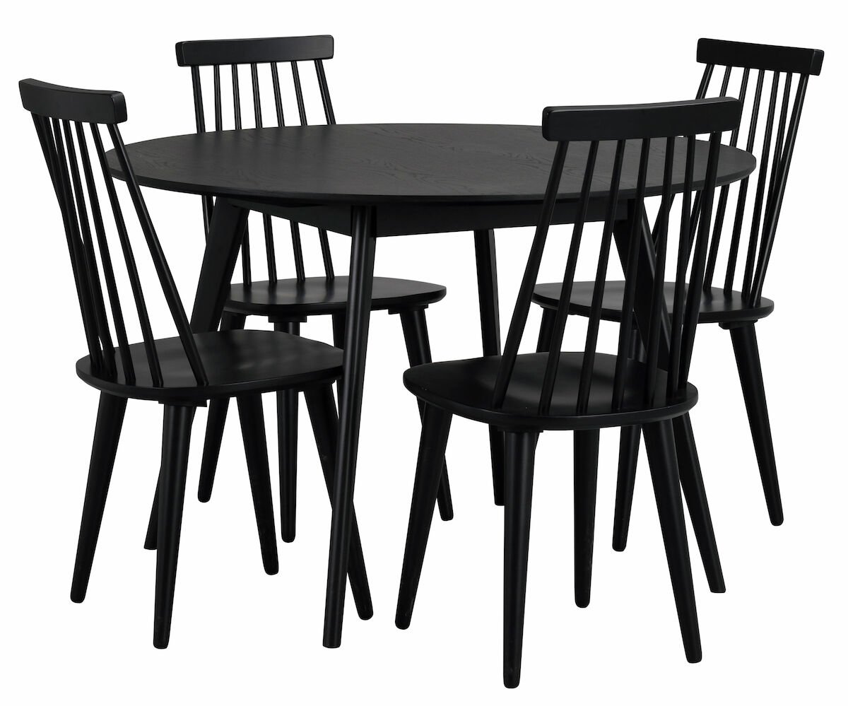 Rowico Home Yumi-Lotta 4-hengen pyöreä ruokailuryhmä musta