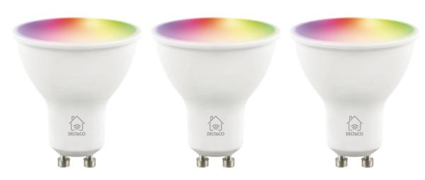 Deltaco Smart LED -lamput, GU10, RGB, WiFi, 4.7W, 3 kpl pakkaus