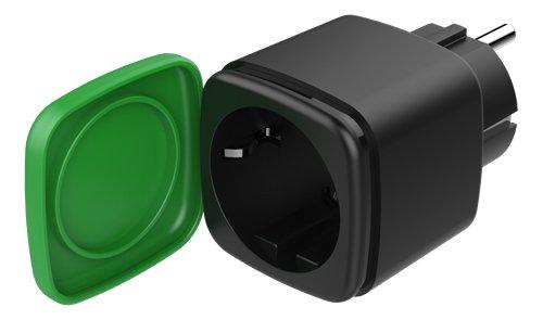 Deltaco Smart Home SH-OP01 -älypistorasia ulkokäyttöön, Wi-Fi, IP44, musta/vihreä