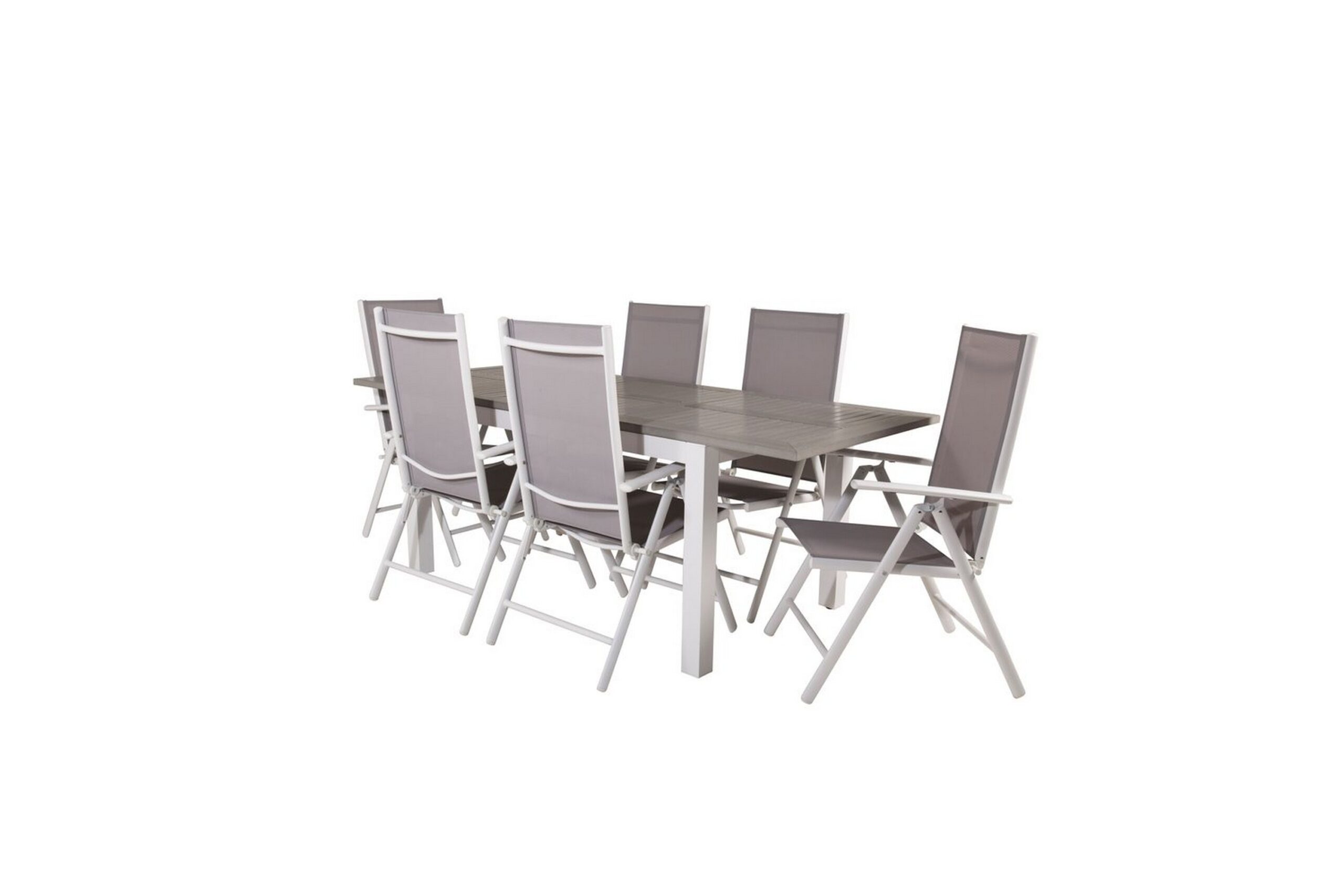 Ruokaryhmä Albany Suorakulmainen 125/210x90 cm Valkoinen / Harmaa Break-tuoleilla 6 kpl - 6 kpl
