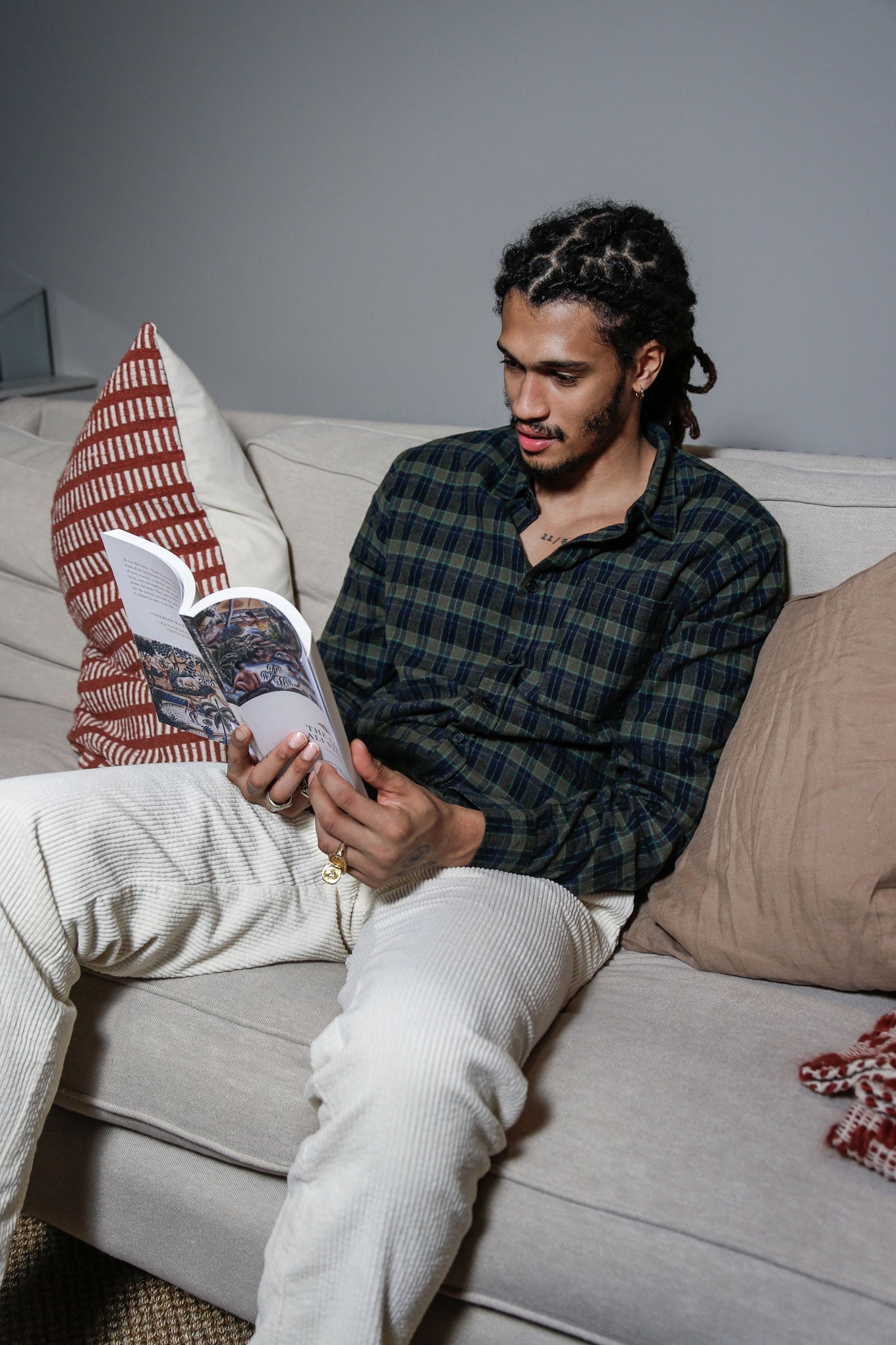 Santi Organic Cotton Flannel Shirt Navy Check