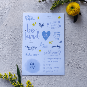 Pikku paperi Self Care tarra-arkki