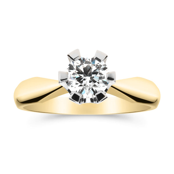Silván Solitaire timanttisormus 0,70ct, valko- ja keltakultaa, vihkisormukset