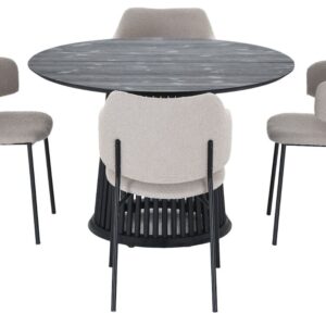 Suoma-Enzo 4-hengen pyöreä ruokailuryhmä musta/beige