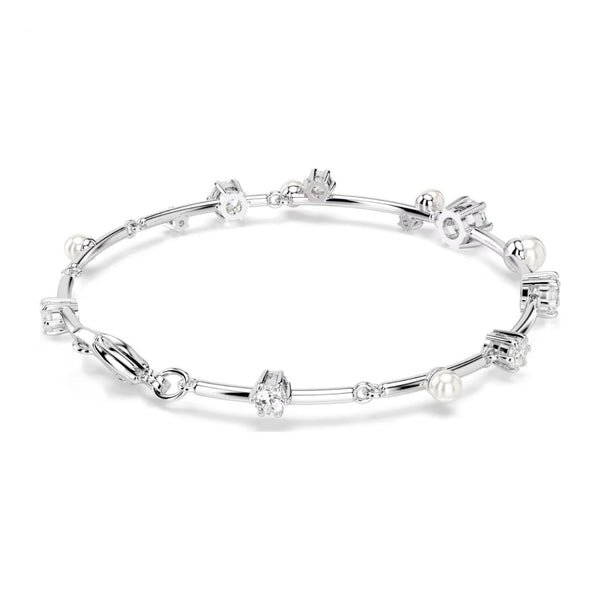 Swarovski Constella rannekoru, vaalea metalli, kirkkaat kristallit ja valkoiset helmet, 5707511