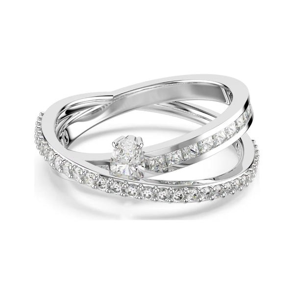 Swarovski Hyperbola sormus, vaalea metalli ja kirkkaat kristallit
