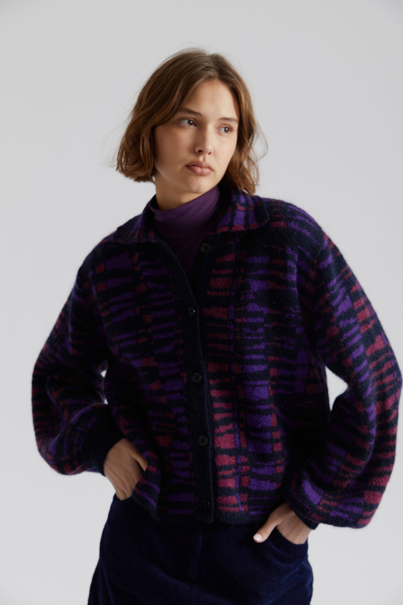 Trixie Recycled Nylon Cardigan Deep Mauve