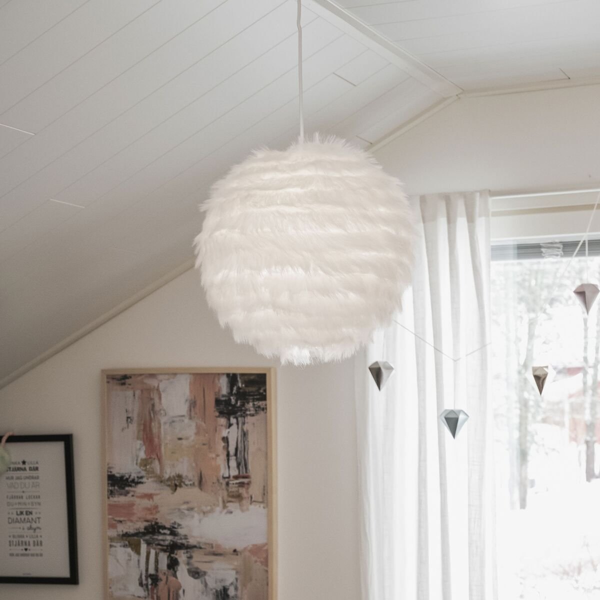 Trio Furry riippuvalaisin Ø35 cm valkoinen