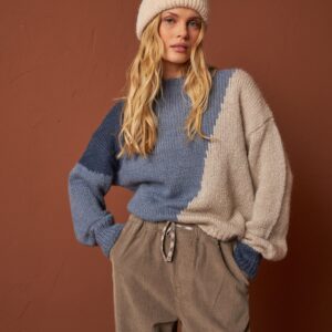 Knitted Neulepaita Colorus Intarsia Vaaleansininen Valkoinen