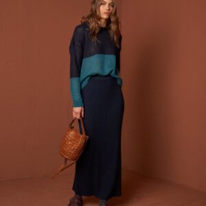 Two-Tone Knitted Sweater Blue