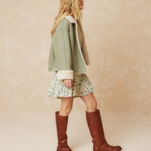 Short Nubuck Effect Coat Cyan