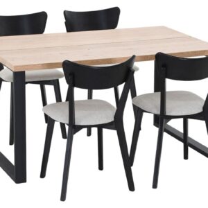 Manner-Koto 4-hengen ruokailuryhmä lakattu tammi/musta, musta/hiekka Chelsea