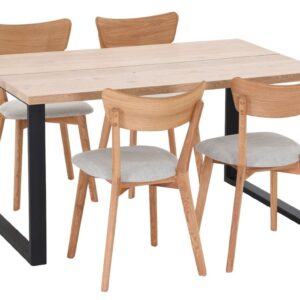 Manner-Koto 4-hengen ruokailuryhmä lakattu tammi/musta, öljytty tammi/hiekka Che