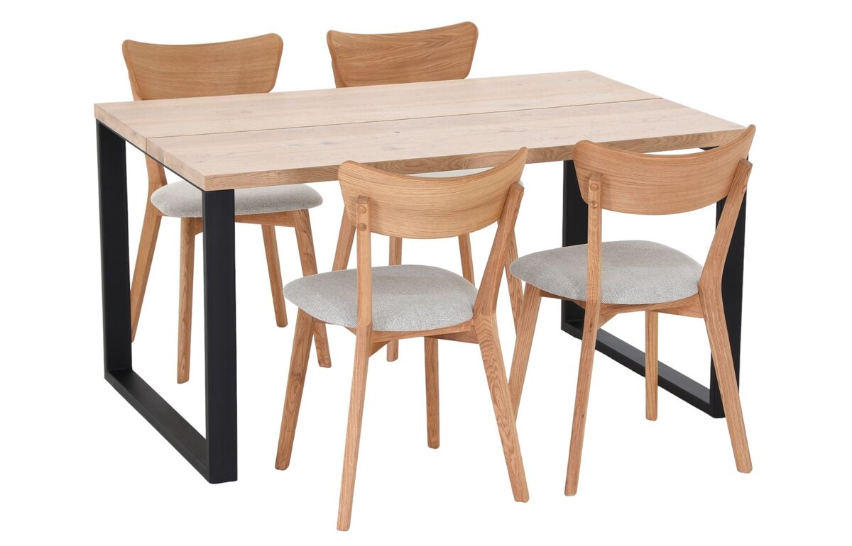 Manner-Koto 4-hengen ruokailuryhmä lakattu tammi/musta, öljytty tammi/hiekka Che
