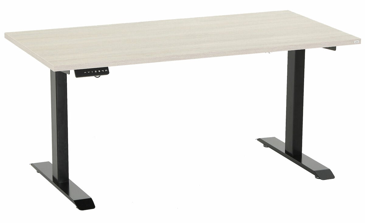 Office sähköpöytä 115x67 cm hopea jalava musta jalka