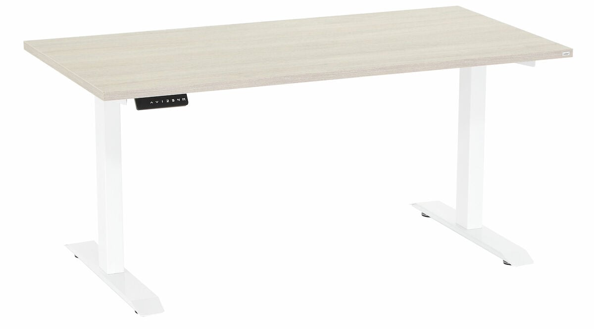 Office sähköpöytä 160x80 cm hopea jalava valkoinen jalka