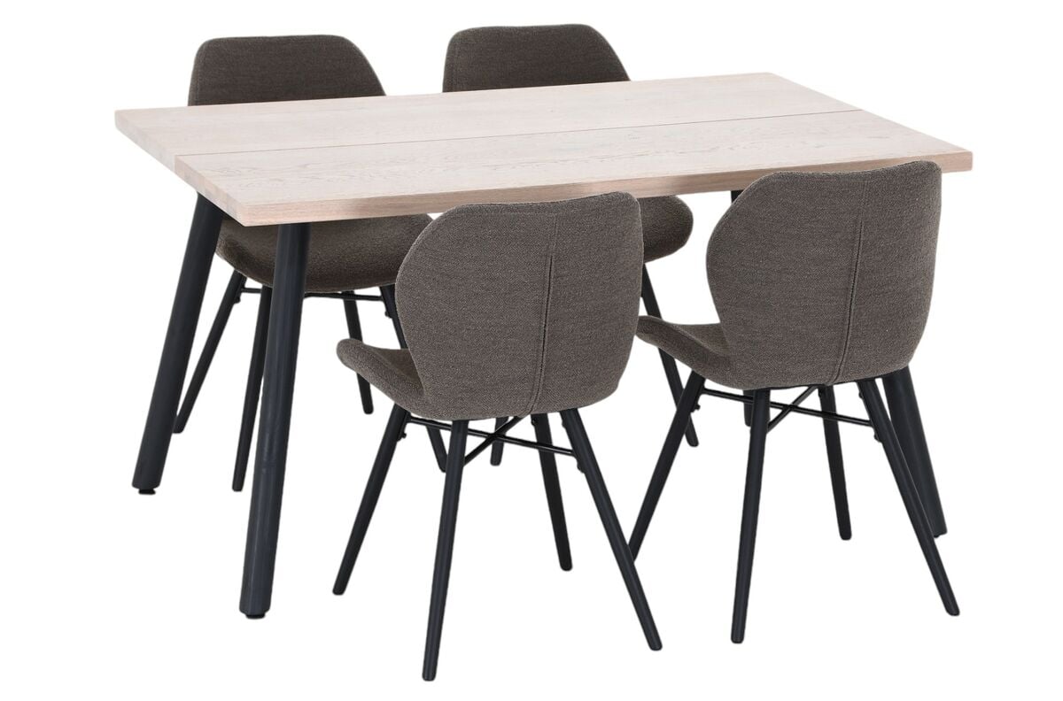 Veini-Keto 4-hengen ruokailuryhmä valkolakattu tammi/musta/taupe Monza