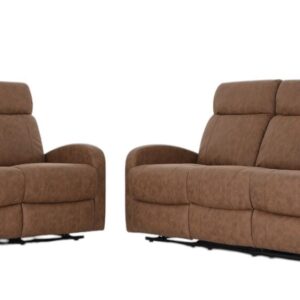 Vivano Kino recliner sohvakalusto 3+2 ruskea tekstiilinahka