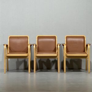 Artek Aalto E45 nojatuolit (3kpl), nahka ruskea