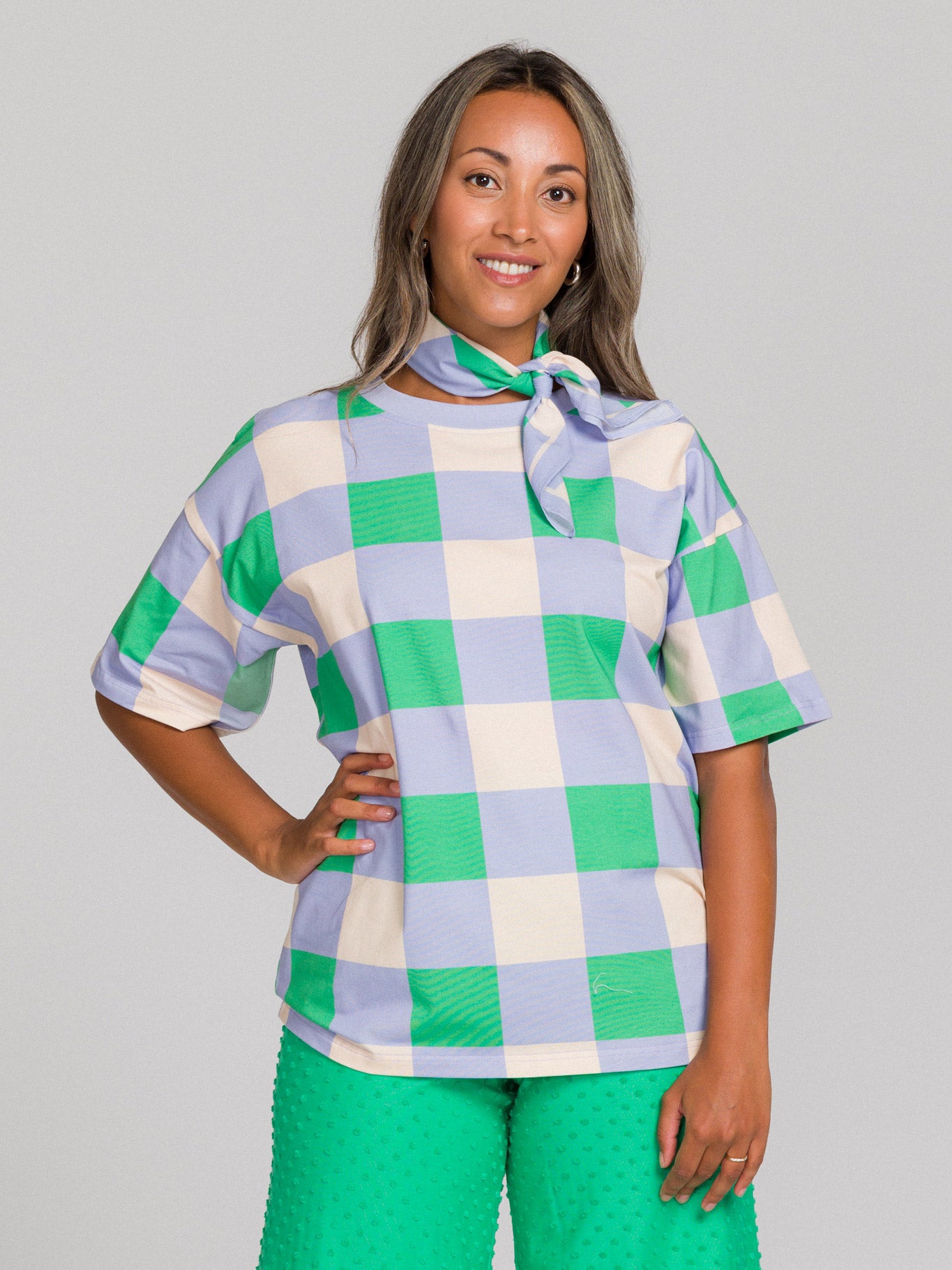 Tara T-Paita Xadrez Lavender