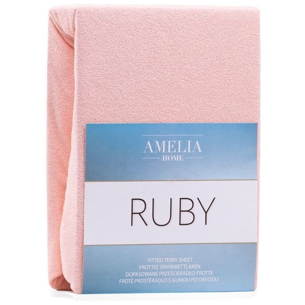 AmeliaHome Ruby -muotoonommeltu lakana, vaaleanpunainen - eri kokoja