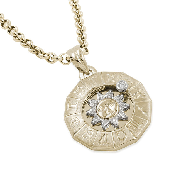 Timanttiriipus, aurinko-horoskooppi 0,02ct, keskikoko, keltakulta
