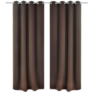 Pimennysverhot purjerenkailla 2 kpl 135x175 cm Ruskea - Ruskea