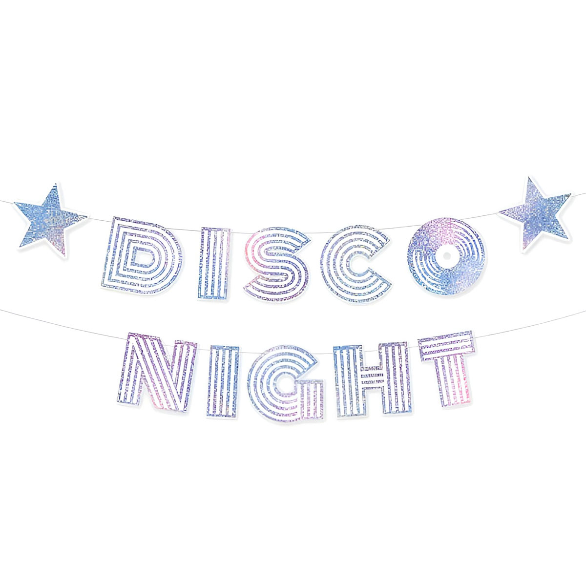 Banneri - Disco Night, Valkoinen/hopea, 182cmx17cm