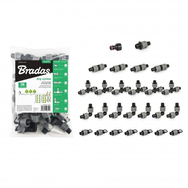 Bradas lisävarustesarja tippakastelunauhalle 16 mm (26 kpl)