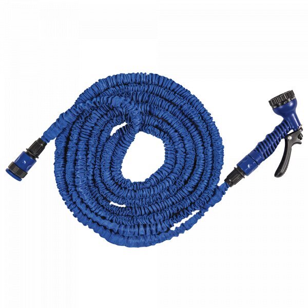 Bradas Trick Hose -puutarhaletku, venyvä, sis. kastelupistoolin, 15 - 45 m, sininen
