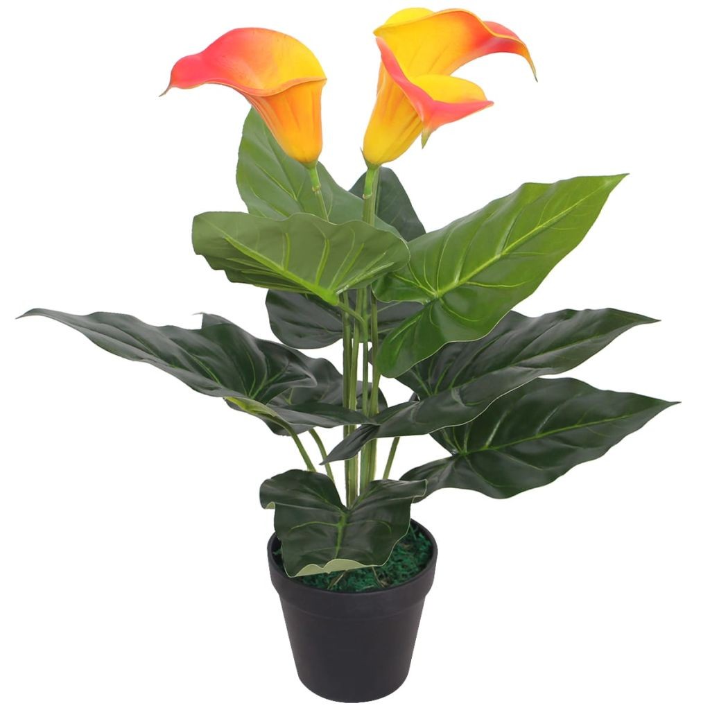 Tekokukka ruukulla huonevehka/kalla 45cm & keltainen - Monivärinen