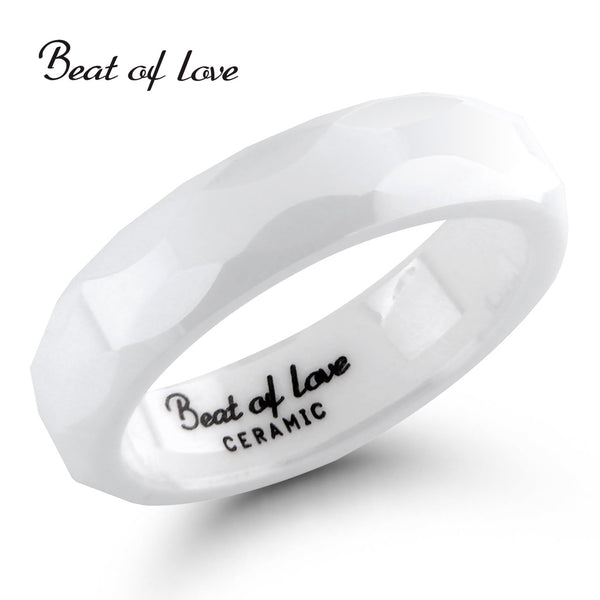 Beat of Love keraaminen sormus 5mm, kiiltävä pinta, valkoinen
