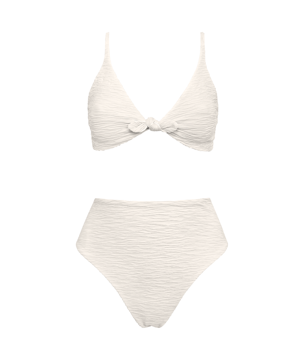 Jacquard Leona + Skyline High Bikini Set Cream