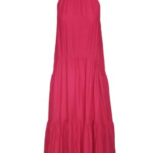 Voile Viskoosi Maksimekko Halter-Kaula-Aukolla Magenta Pinkki