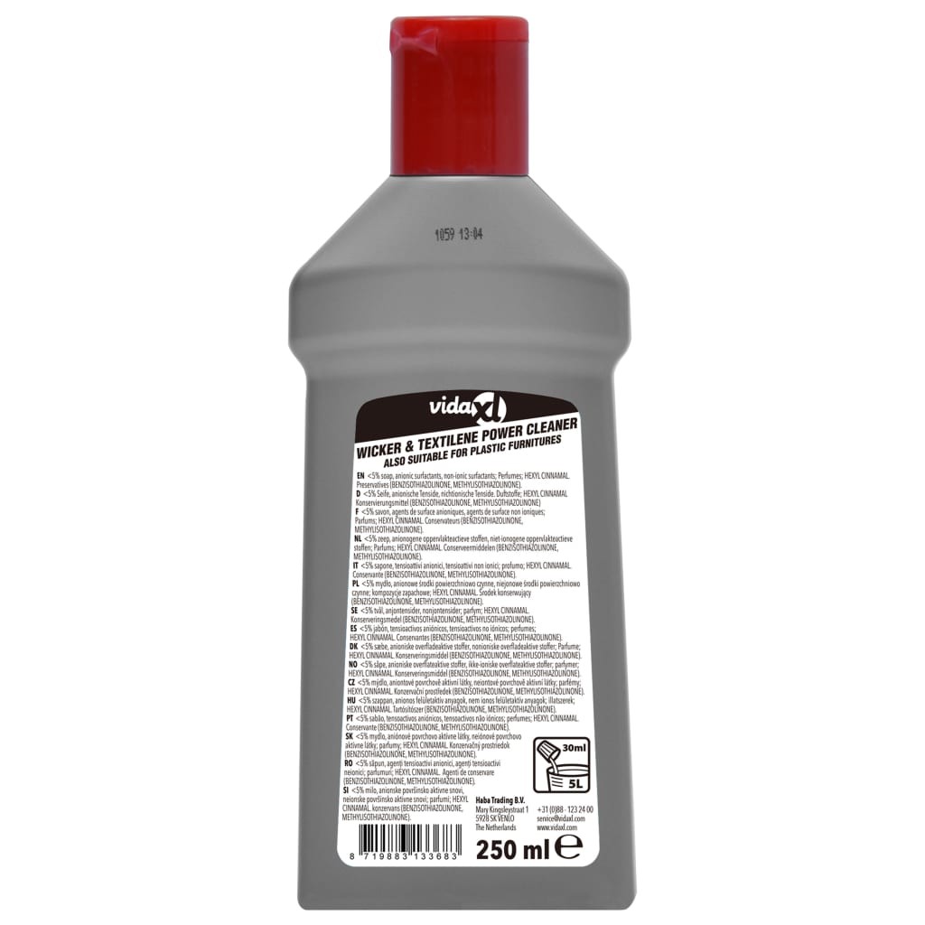 Rottinki ja textilene teho puhdistusaine tiiviste 250 ml - Harmaa