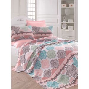 Päiväpeite Eponj Home Yhden 160x235 cm - Turkoosi/Roosa/Kerma