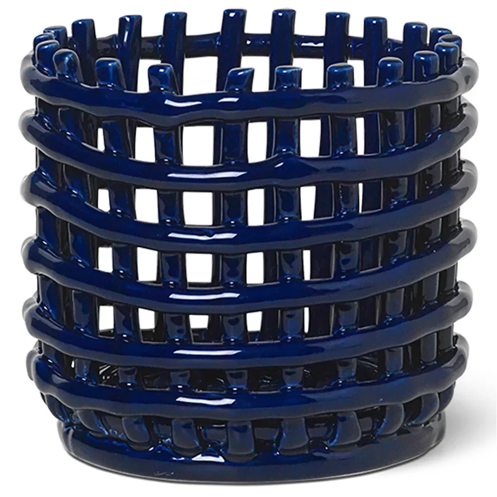Ferm Living, Ceramic Basket - Small - Blue