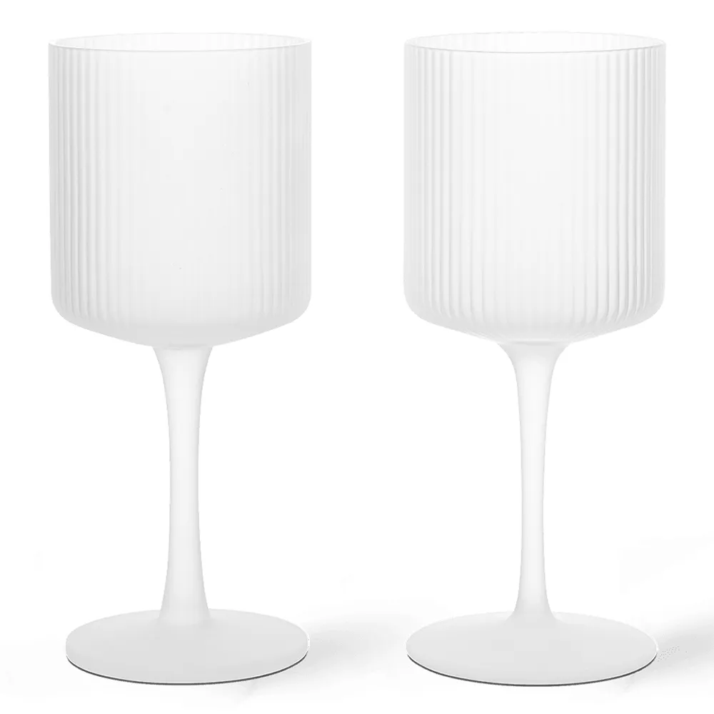 Ferm Living, Ripple Valkoviinilasit 2-pack - Frosted