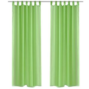Omenanvihreät Sheer Verhot 140 x 175 cm 2 kpl - Vihreä