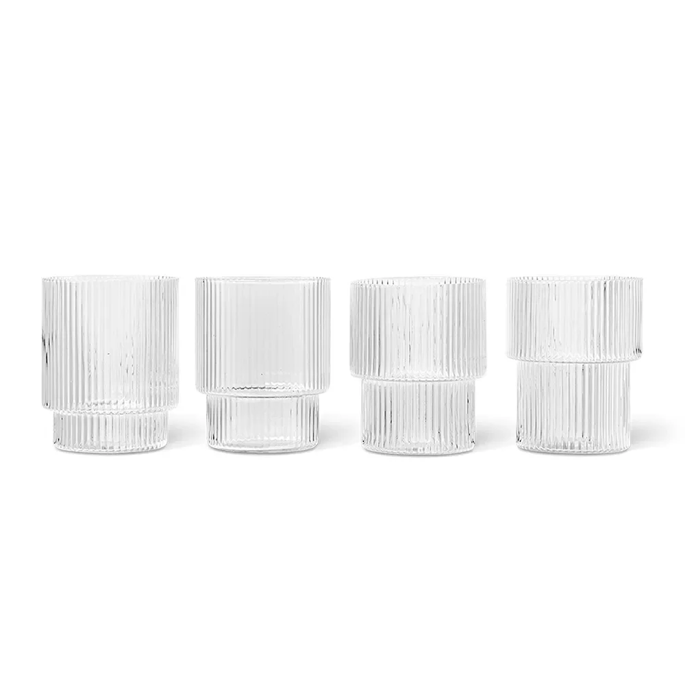 Ferm Living, Ripple Lasi 4-pack - Clear