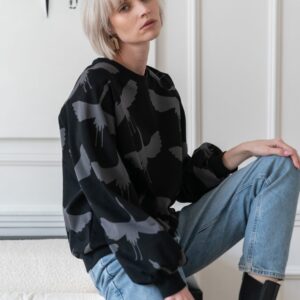 Rita Sweatshirt Cranes Black