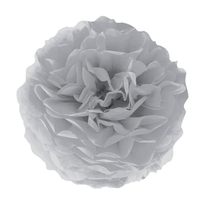 Pom pom -  Harmaa/hopea-35 cm