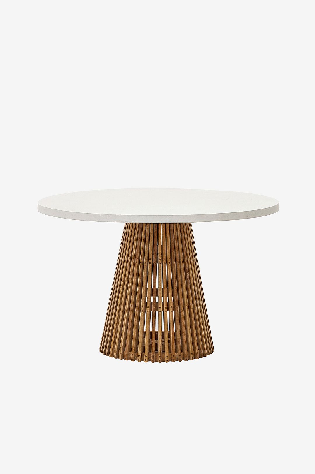 Alcaufar pyöreä ulkopöytä massiivisesta teak-puusta ja valkoisesta sementistä Ã˜ 120 cm