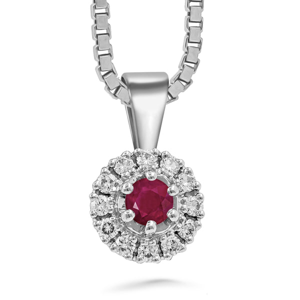 Silván Lauriel timanttiriipus rubiinilla, 0,24ct, valkokultaa, timanttikorut