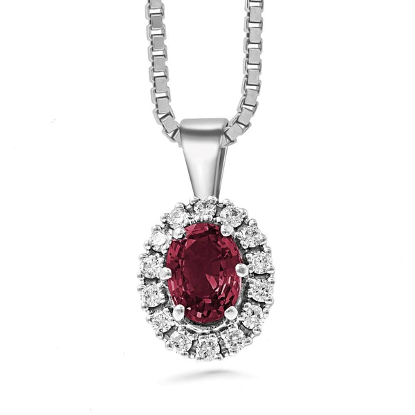 Silván Lauriel timanttiriipus rubiinilla, 0,28ct, valkokultaa, timanttikorut