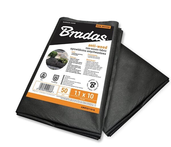 Kuitukangas rikkaruohoja vastaan Bradas 1,1x5 m, 50 g/m2, kuitukangas, musta