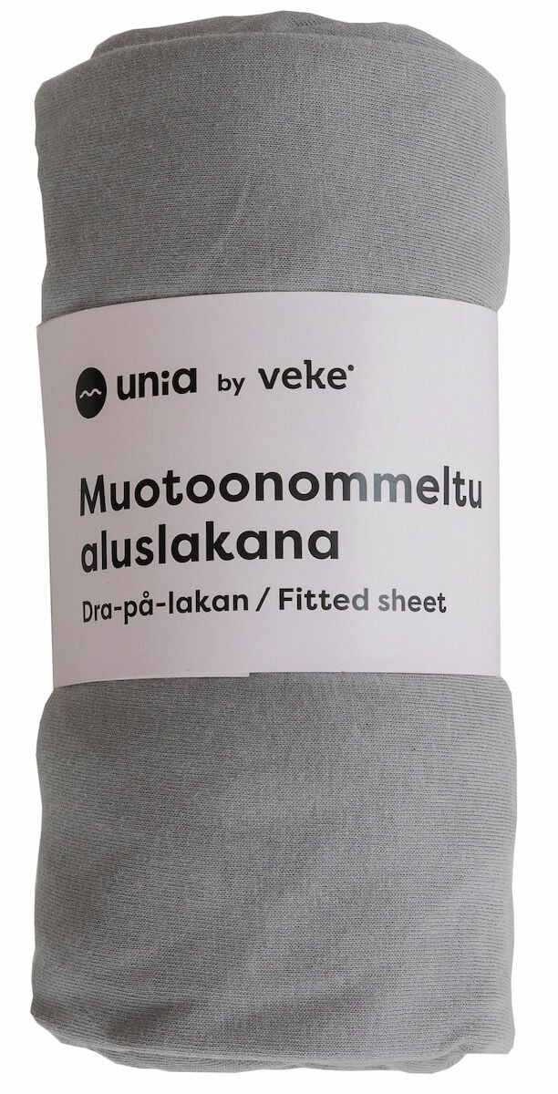 Unia Kuura Junior muotoonommeltu aluslakana 70x155+20 cm harmaa