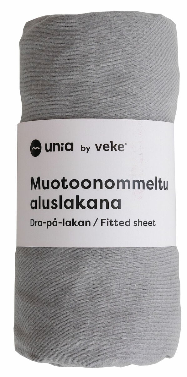 Unia Kuura Junior muotoonommeltu aluslakana 75x165+20 cm harmaa